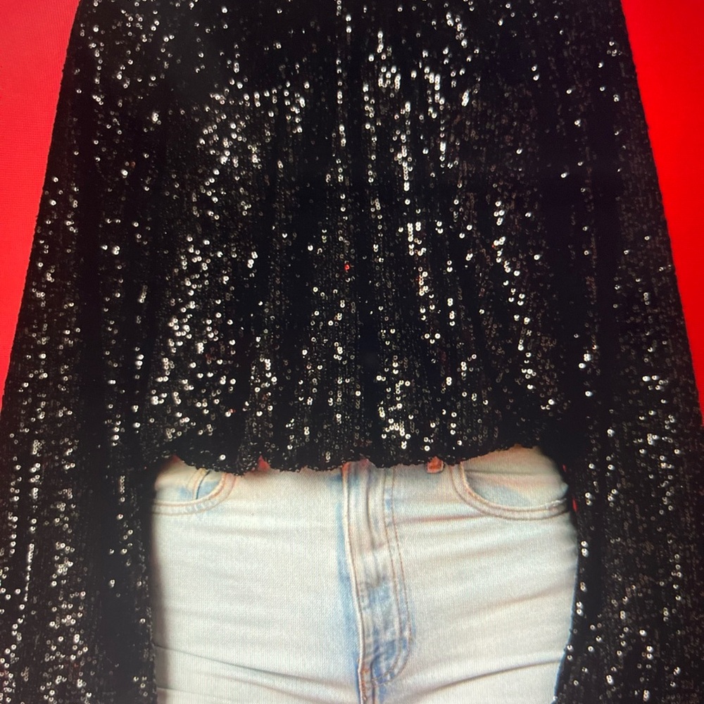 Endless Rose Shimmering Black Sequin Blouse